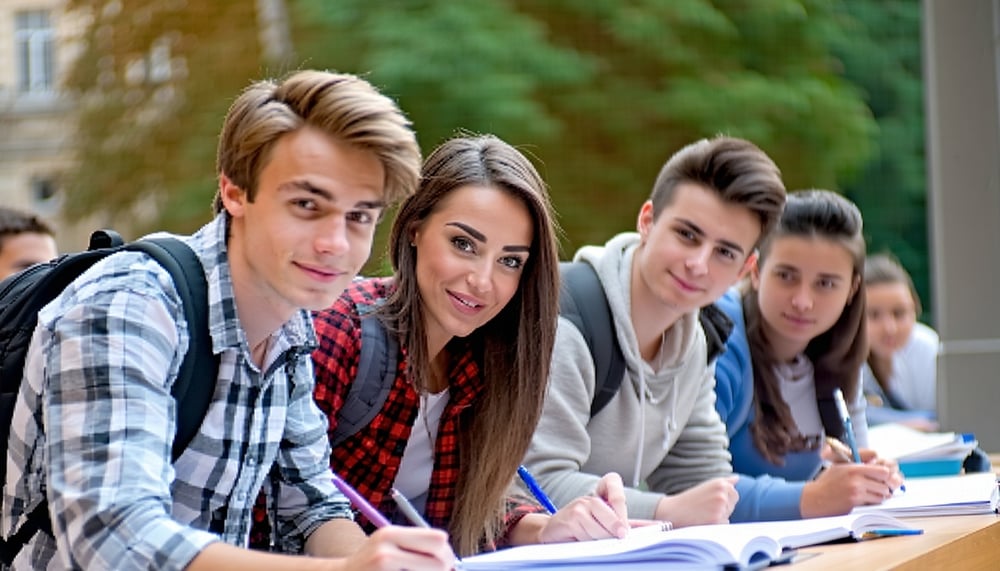 Estudiantes aprendiendo alemán enfocados en empleo en Alemania